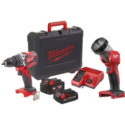 Wiertarko-wkrętarka udarowa 18V 60Nm 1x4.0Ah 1x2.0Ah M18 CBLPD-422C + LATARKA M18 TLED-0 MILWAUKEE 4933472116