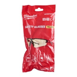Okulary ochronne odporne na zarysowania żółte 1 para MILWAUKEE 4932478927