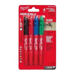 Markery ze standardową końcówką INKZALL™, kolorowe (4 szt.) MILWAUKEE 48223106