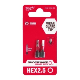 Bit darowy Hex 2,5mm 25mm Shockwave 2szt. MILWAUKEE 4932430893