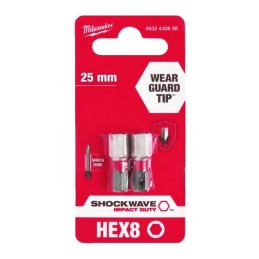 Bit udarowy Hex 8 H8 25mm 2szt. MILWAUKEE 4932430898